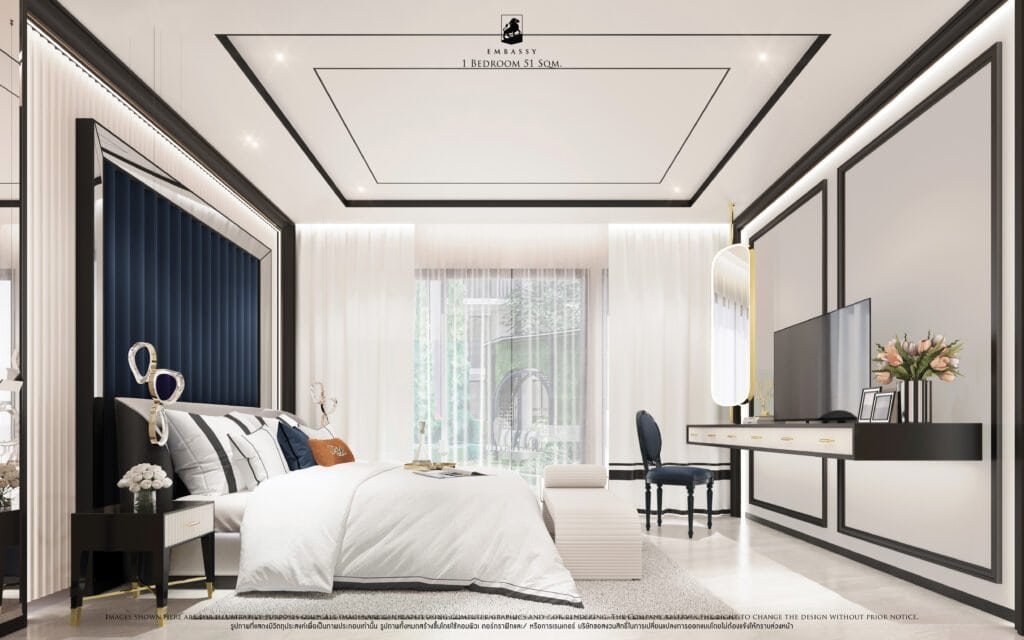 תכנית דירת חדר שינה 1 בגודל 51 מ"ר Ambassador Suite פרויקט Embassy LIFE Jomtien