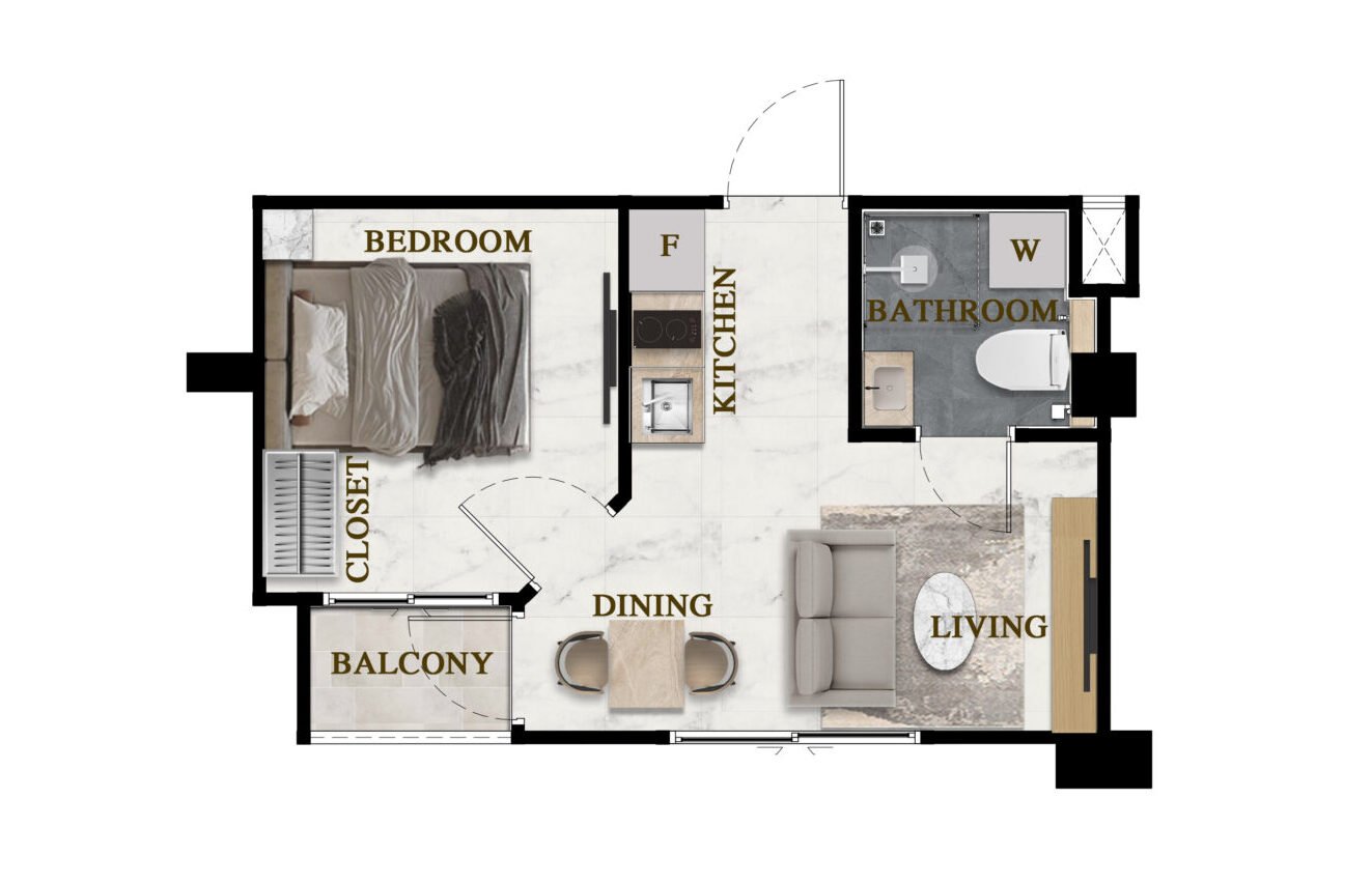 TYPE 1BA - 1BEDROOM
